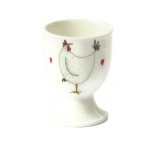 white hen egg cup